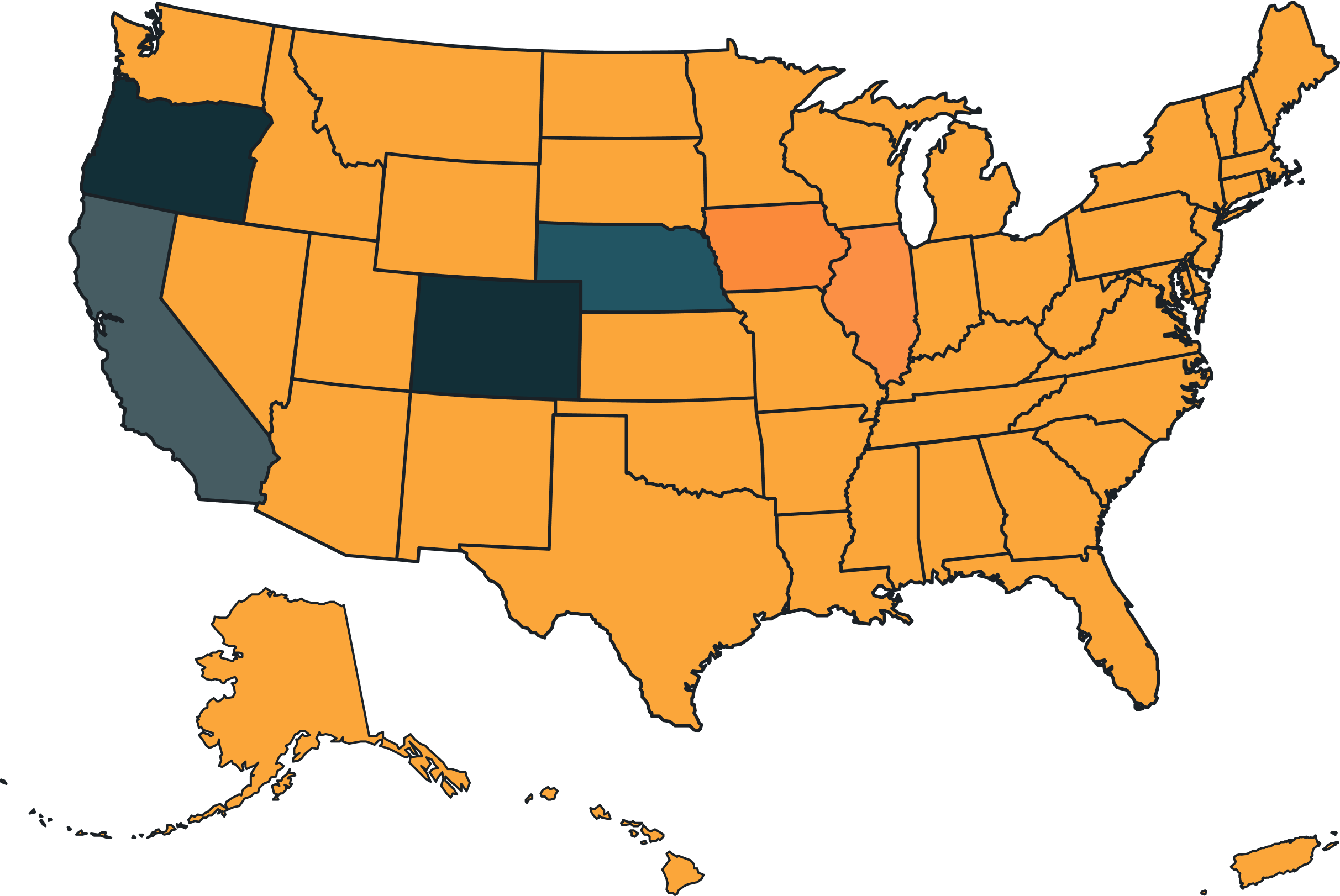 Map showing US migration trends